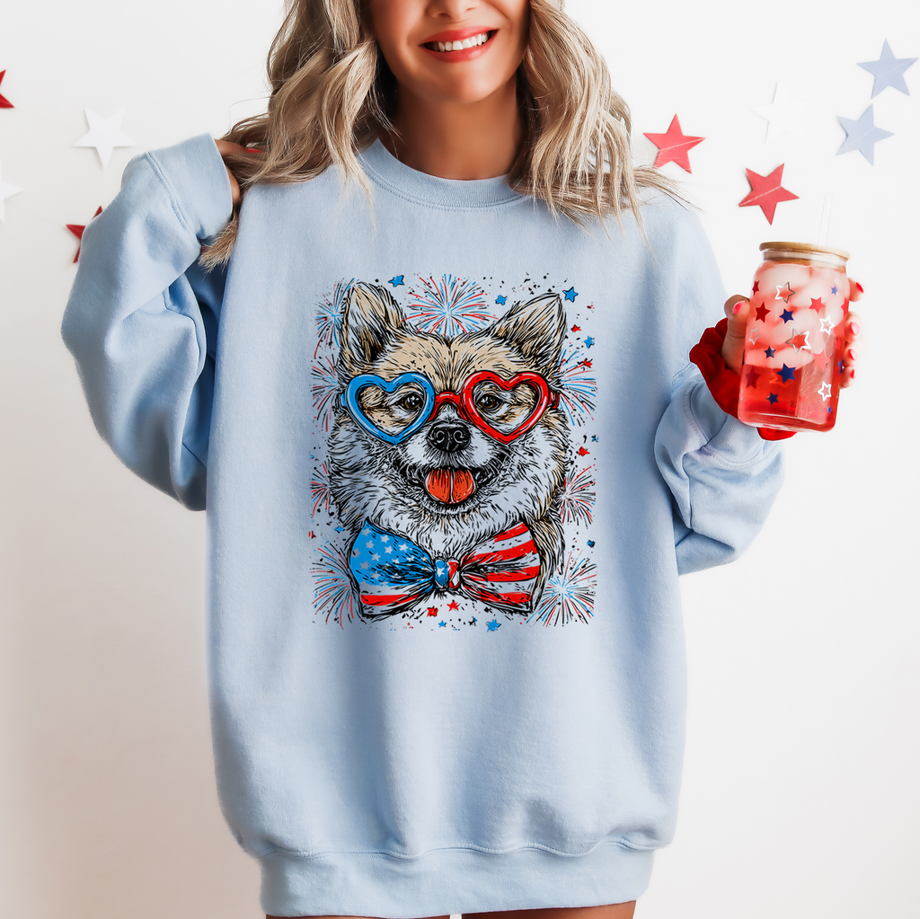 Shiba Inu Patriotic Dog USA Fourth Of July Pride Loyal Companion Graphic Sweatshirt