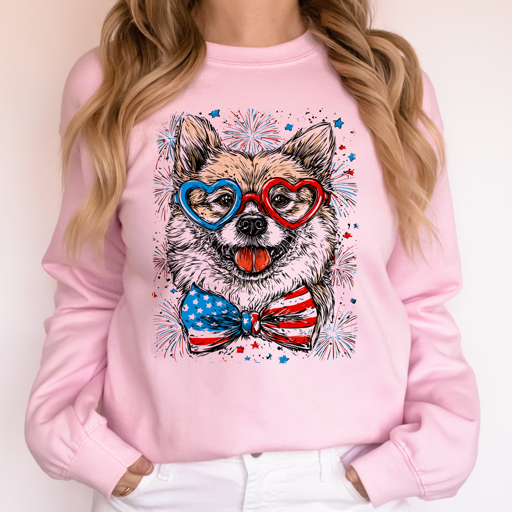 Shiba Inu Patriotic Dog USA Fourth Of July Pride Loyal Companion Graphic Sweatshirt