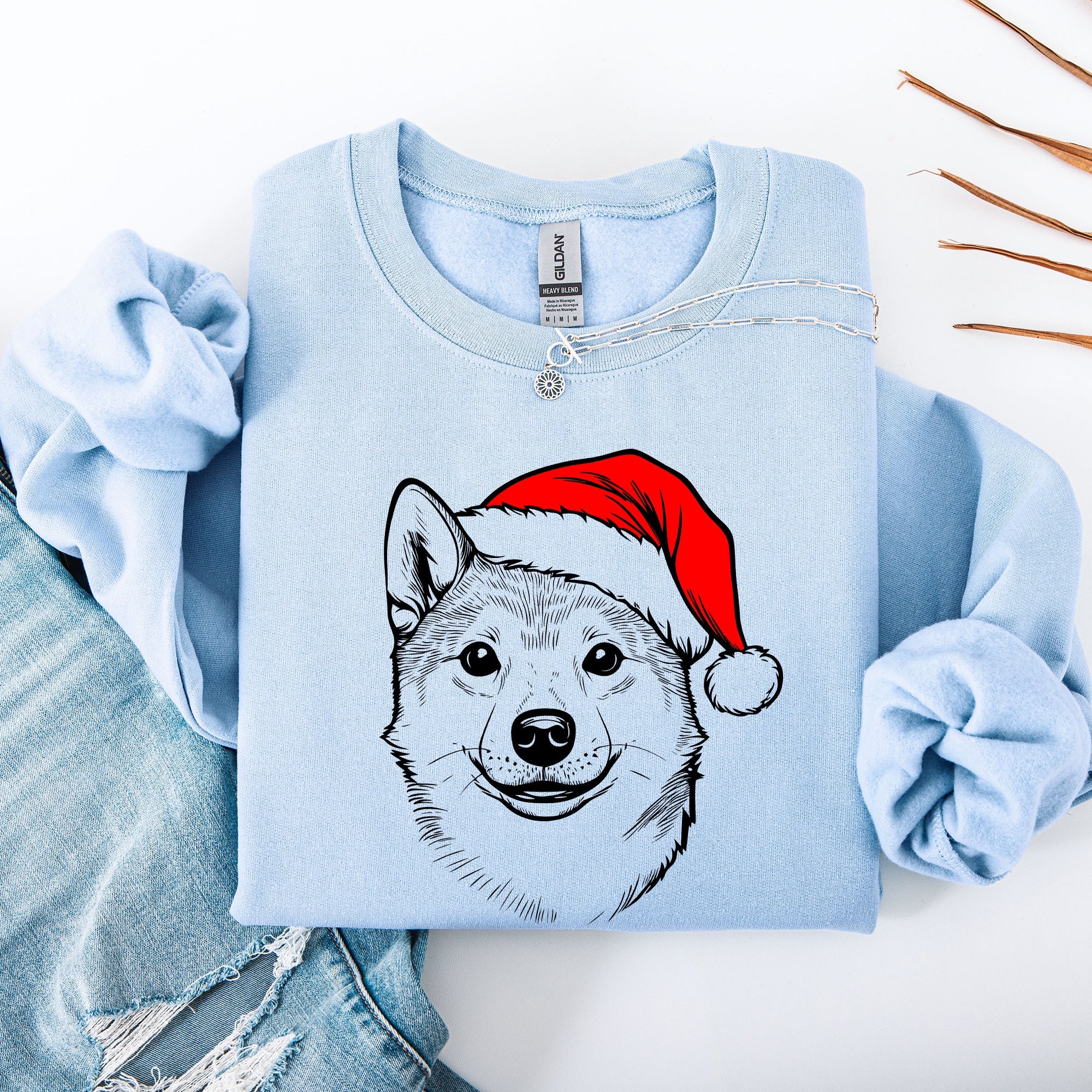 Shiba Inu Santa Claus Christmas Dog Lover Pet Portrait Holiday Joyful Sweatshirt