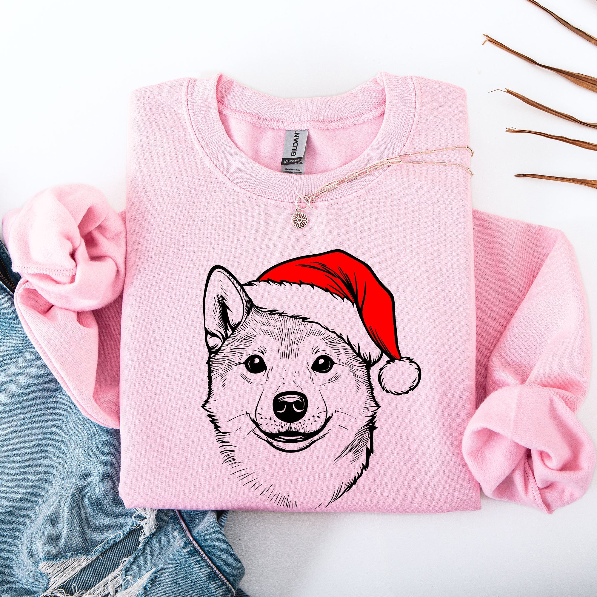 Shiba Inu Santa Claus Christmas Dog Lover Pet Portrait Holiday Joyful Sweatshirt