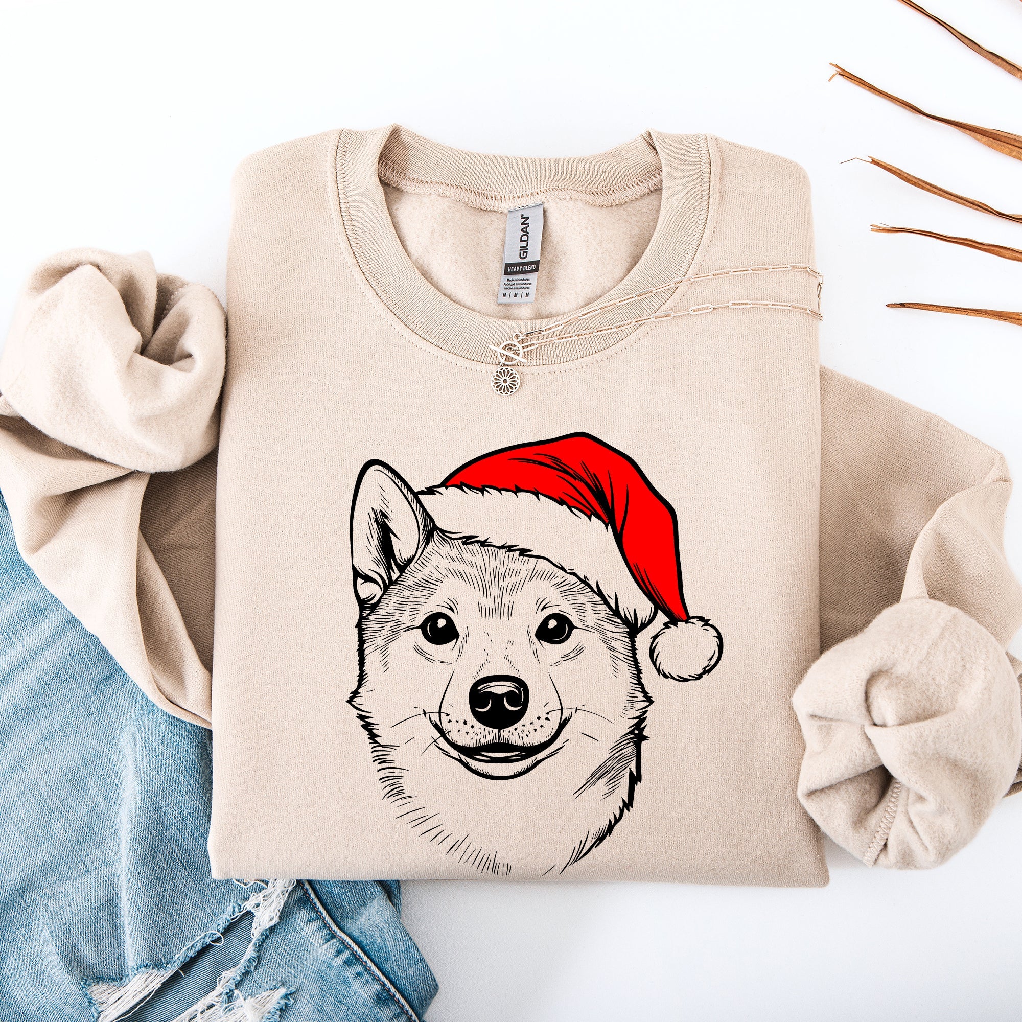 Shiba Inu Santa Claus Christmas Dog Lover Pet Portrait Holiday Joyful Sweatshirt