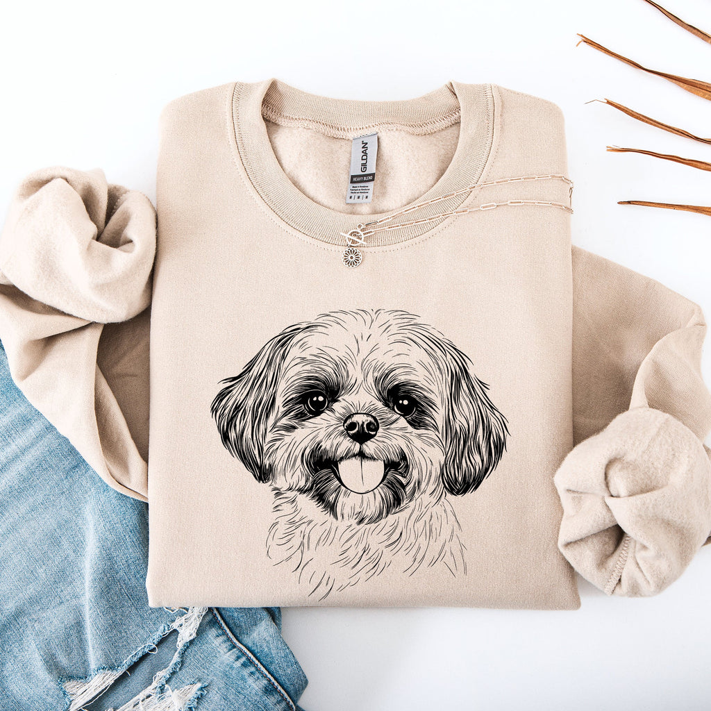 Shih Tzu Lover Dog Breed Portrait And Mascot Art For Pet Parents Everywhere Sweatshirt
