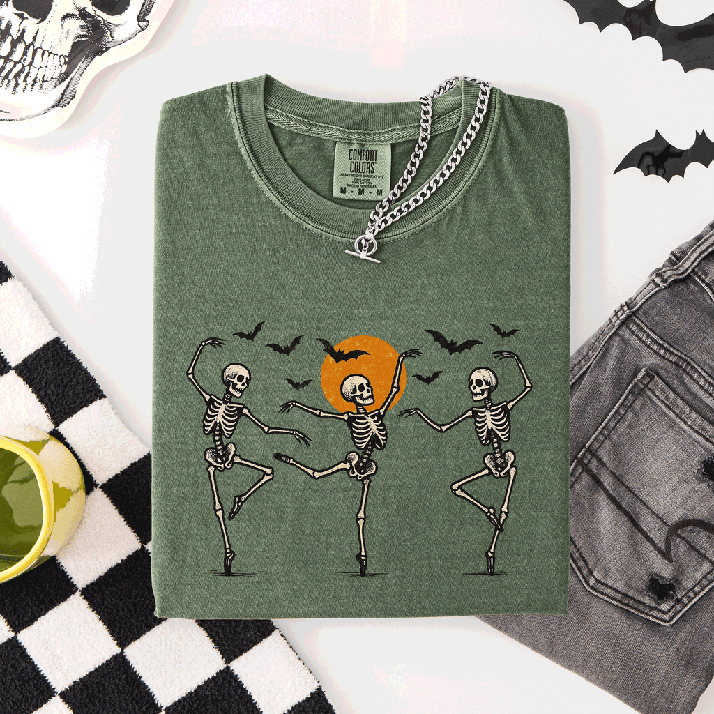 Skeleton Dancers Halloween Night Parade Of Spooky Silhouettes Comfort Colors Tee