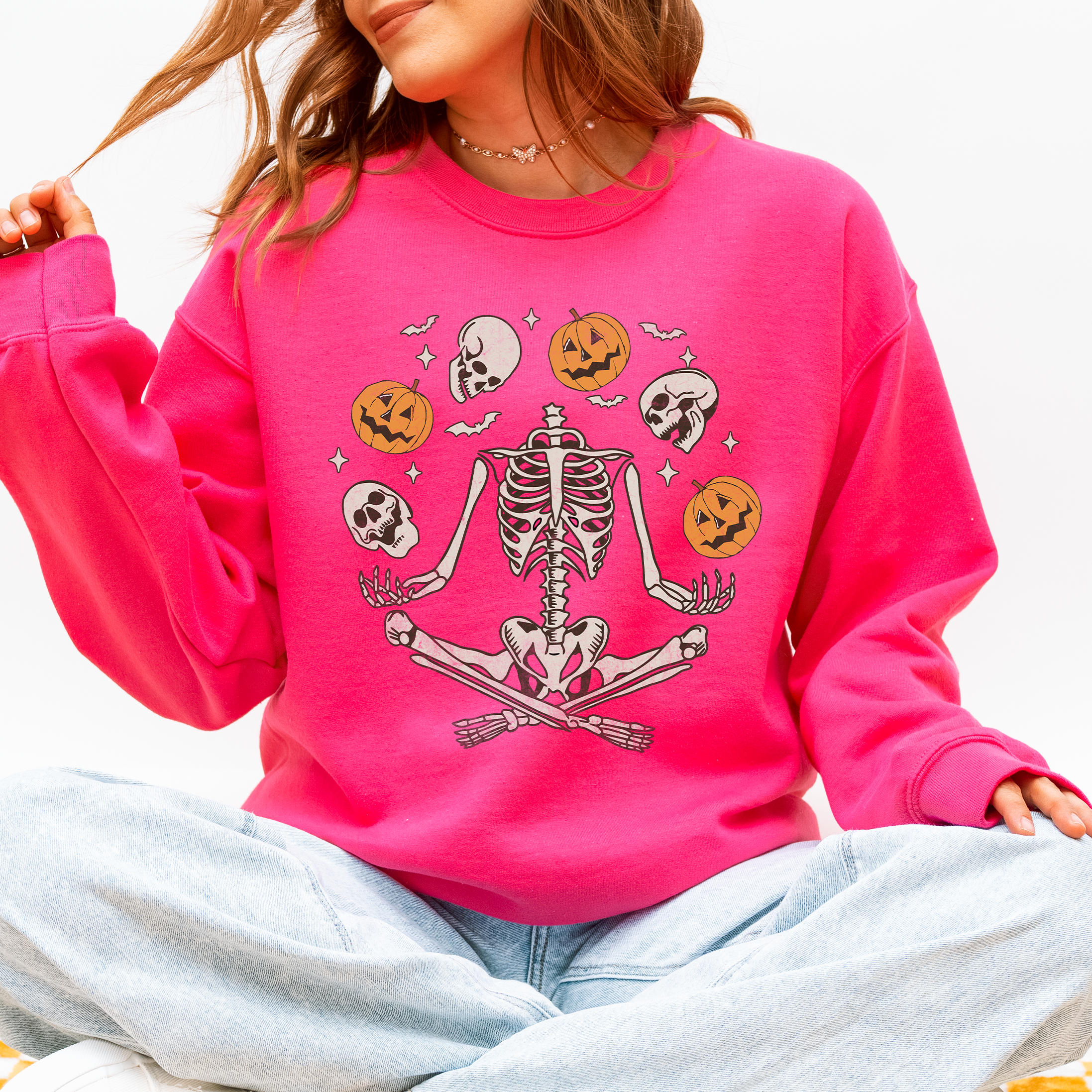 Skeleton, Juggling, Halloween, Jack-O-Lantern Sweatshirt