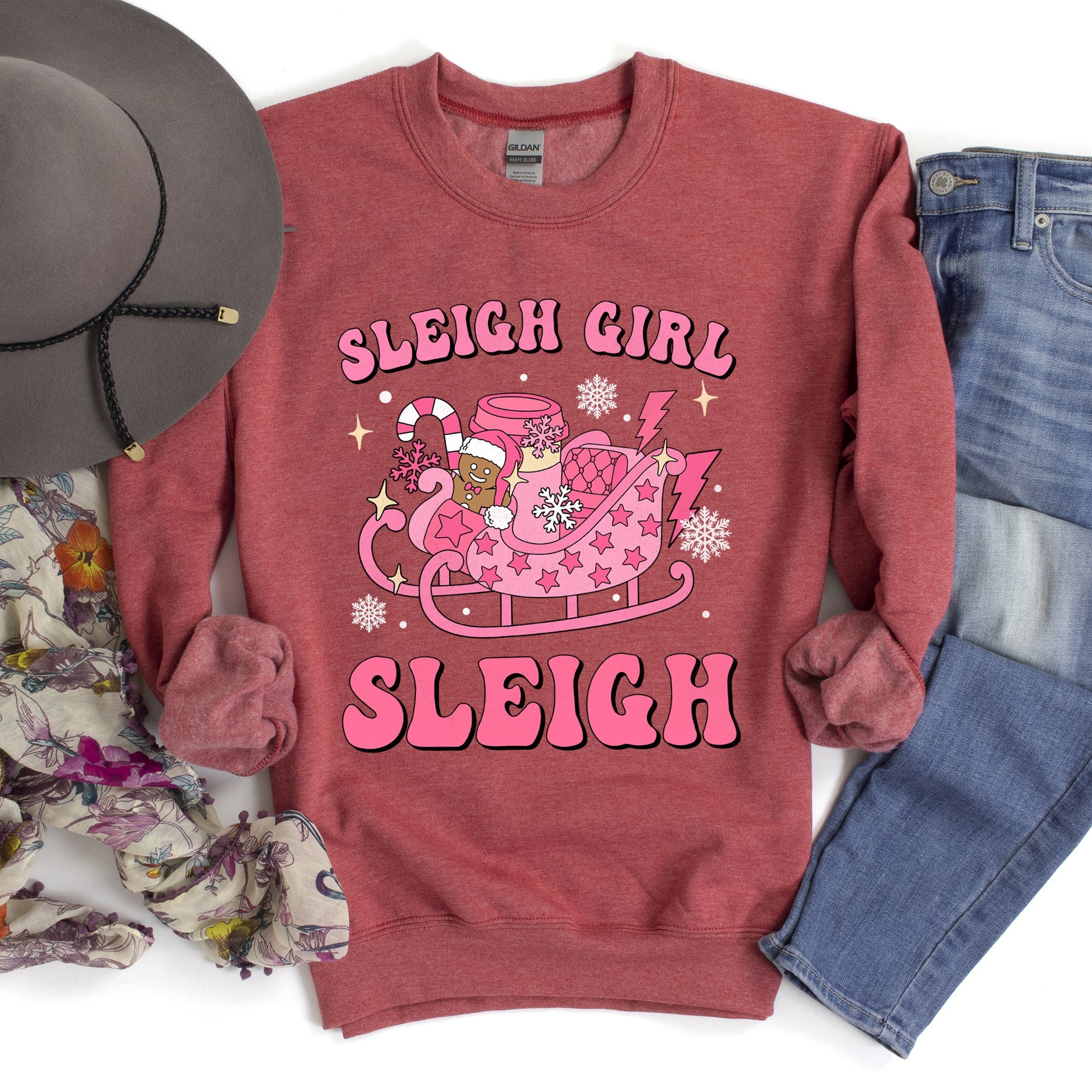 Special Edition Sleigh Girl Sleigh Christmas Retro Cozy Vintage Holiday Graphic Sweatshirt