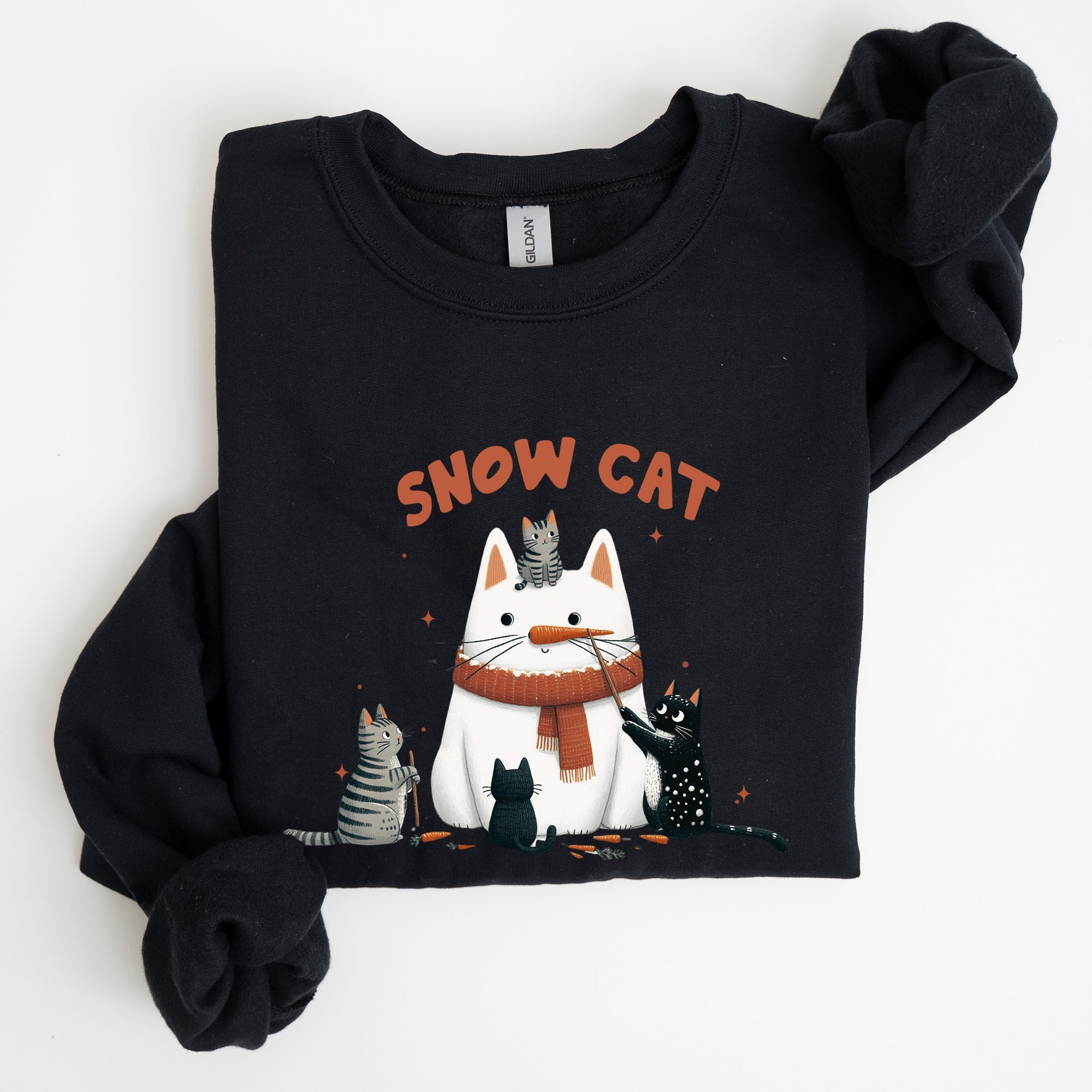 Snow Cat Snowman Cats Christmas Winter Festive Cozy Sweatshirt For Holiday Season