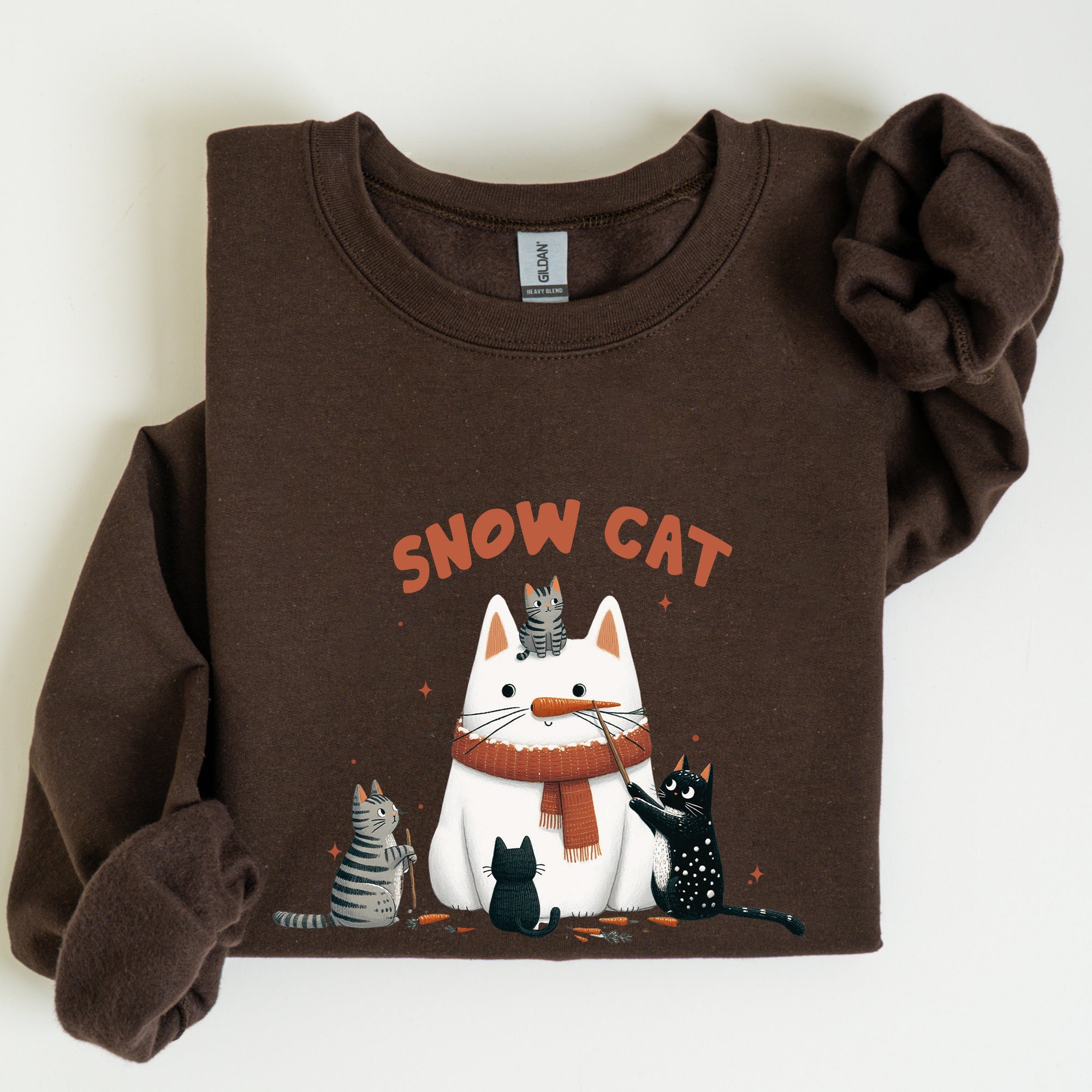 Snow Cat Snowman Cats Christmas Winter Festive Cozy Sweatshirt For Holiday Season