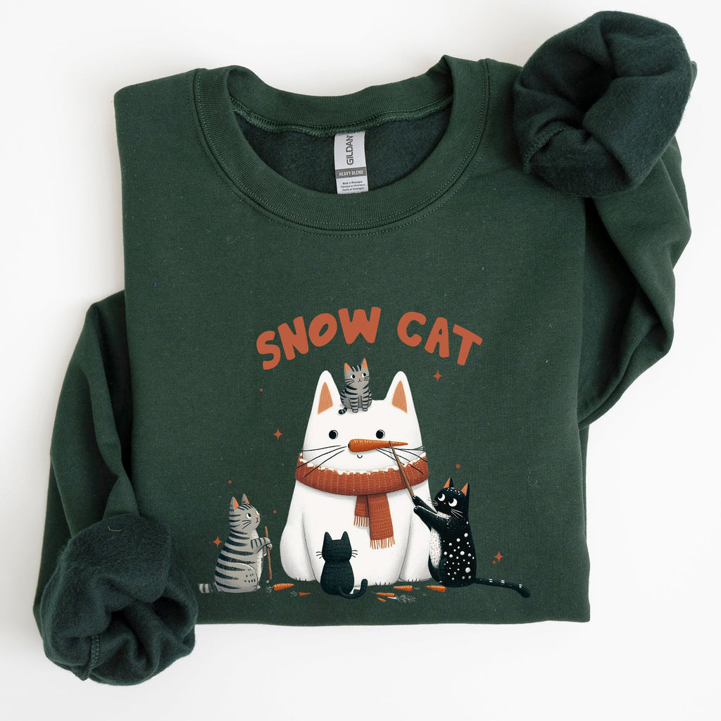 Snow Cat Snowman Cats Christmas Winter Festive Cozy Sweatshirt For Holiday Season
