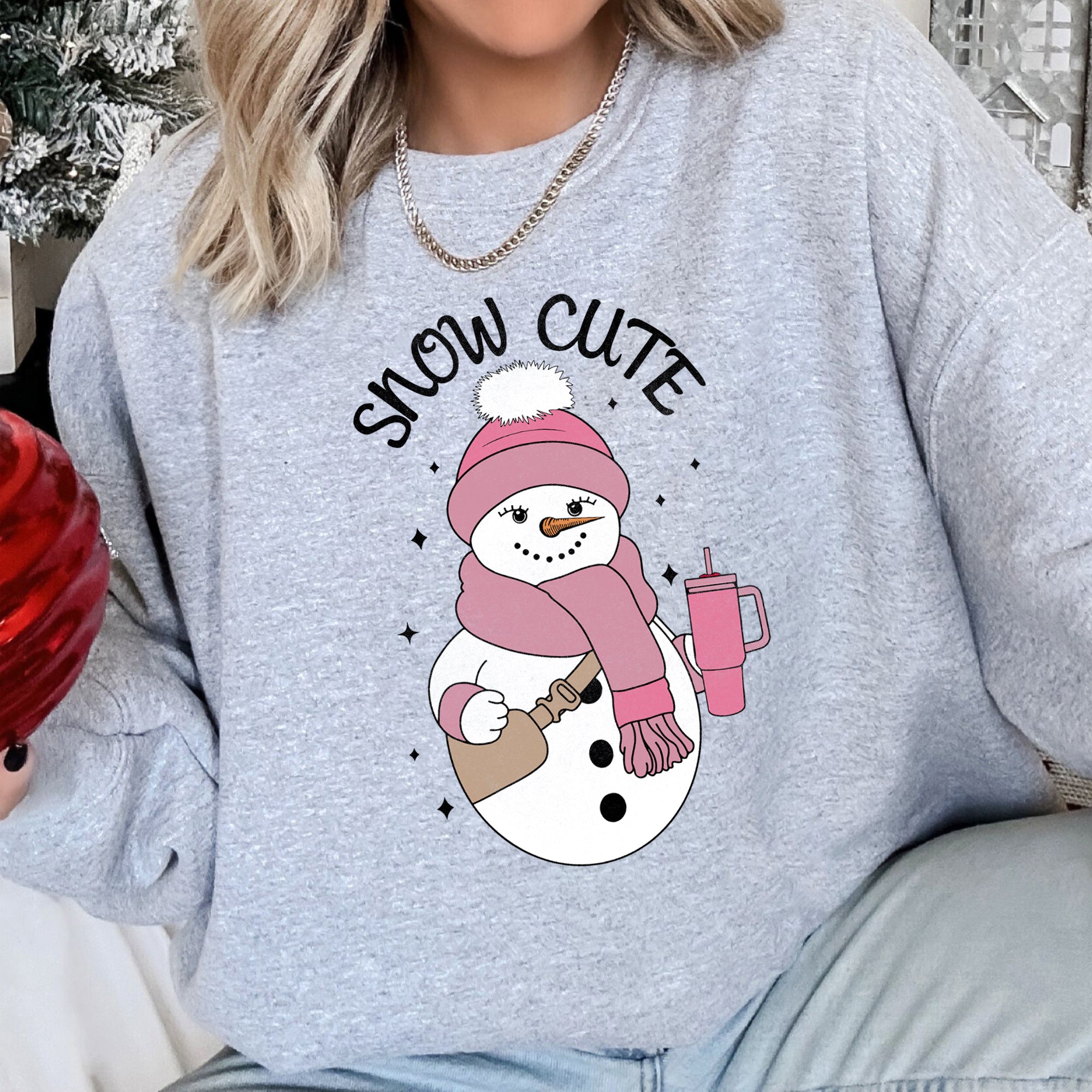 Snow Cute Bougie Snowman Christmas Cozy Fleece Winter Holiday Party Favorite Sweatshirt