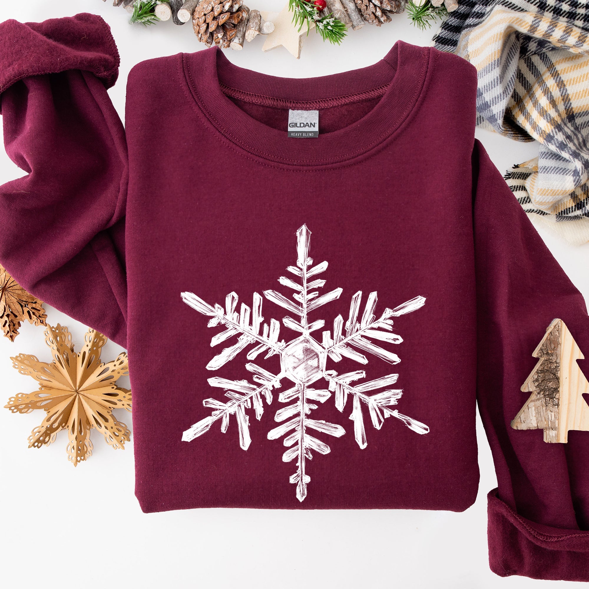 Snowflake Beautiful Winter Christmas Snow Xmas Cozy Holiday Pattern Graphic Sweatshirt