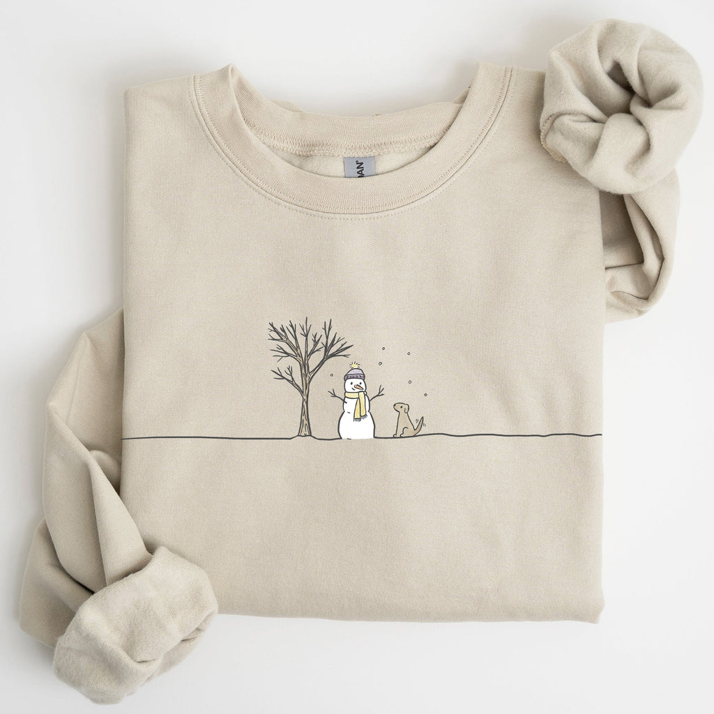 Snowman, Dog, Christmas, Winter, Santa, Xmas, Snow Graphic For Winter Holidays Sweatshirt