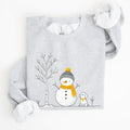 Snowman And Dog Winter Scene With Christmas Tree And Snowflake Accents Graphic Sweatshirt