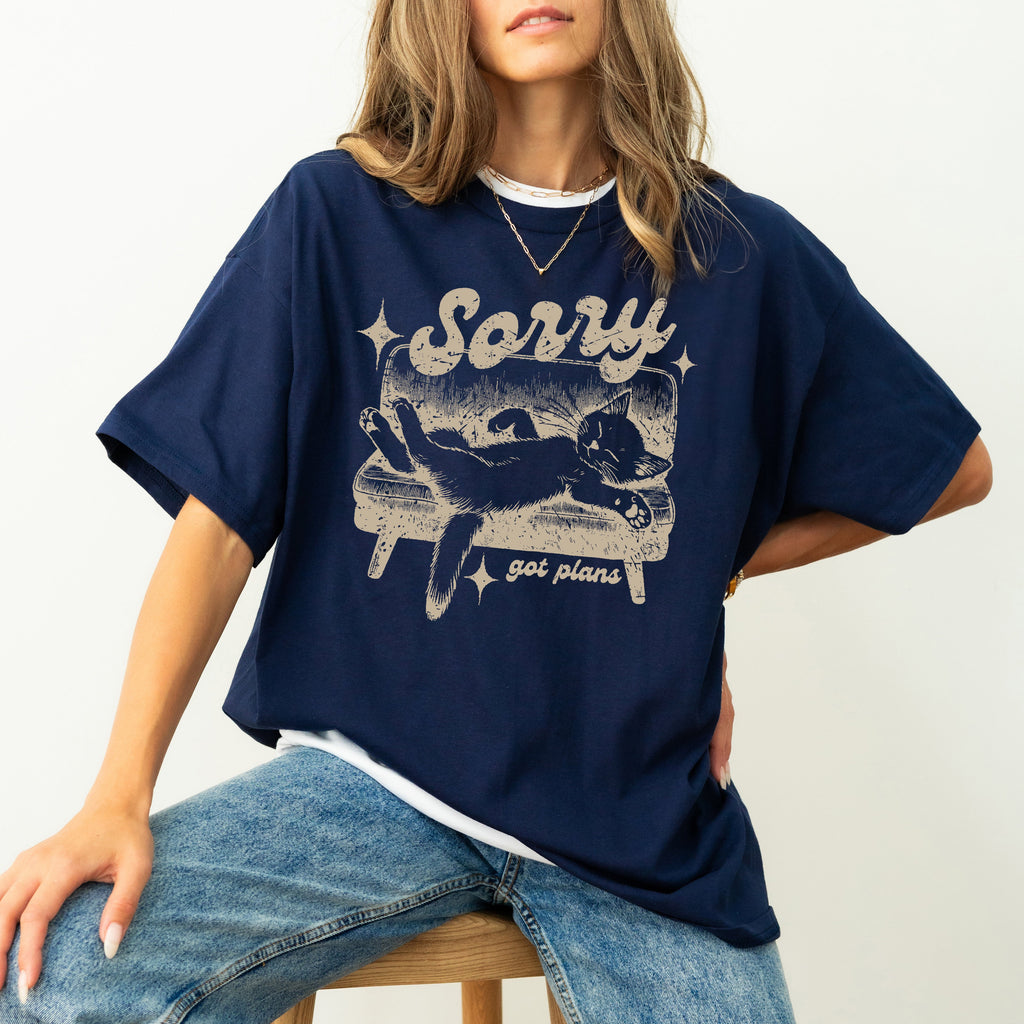 Sorry, Got Plans Lazy Cat Aesthetic Meme For Cat Lovers Who Embrace Cozy Vibes Comfort Colors Tee