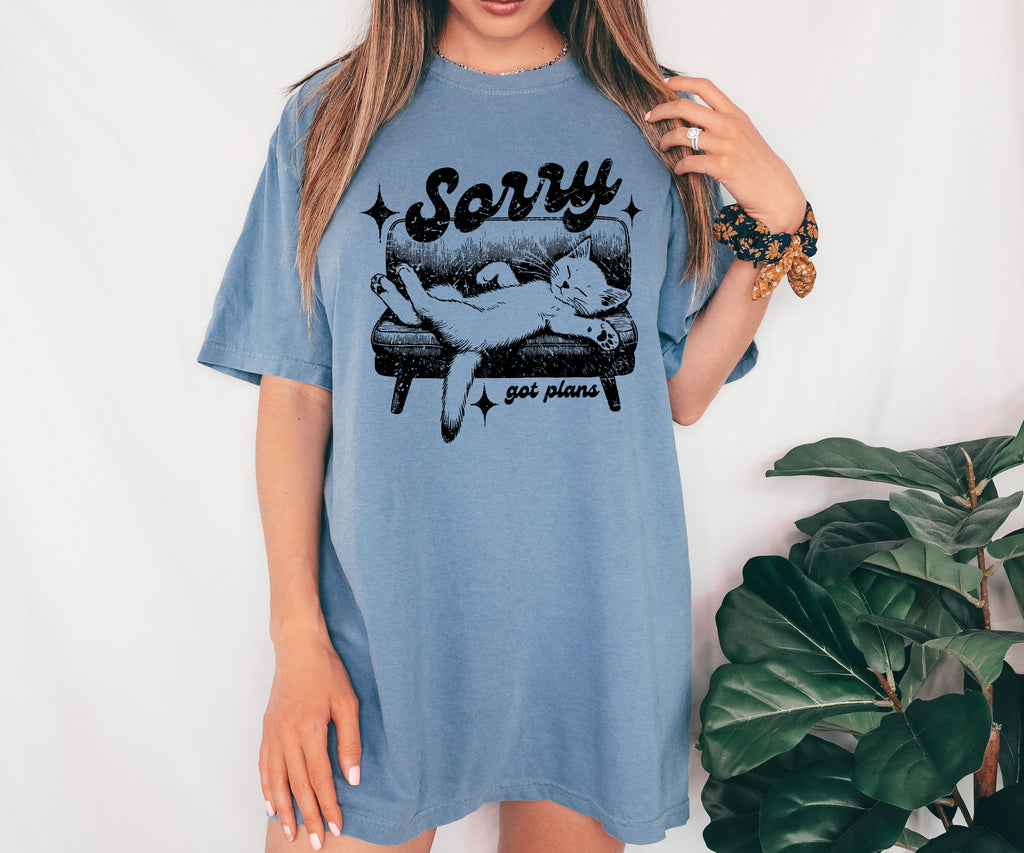 Sorry, Got Plans Lazy Cat Aesthetic Meme For Cat Lovers Who Embrace Cozy Vibes Comfort Colors Tee