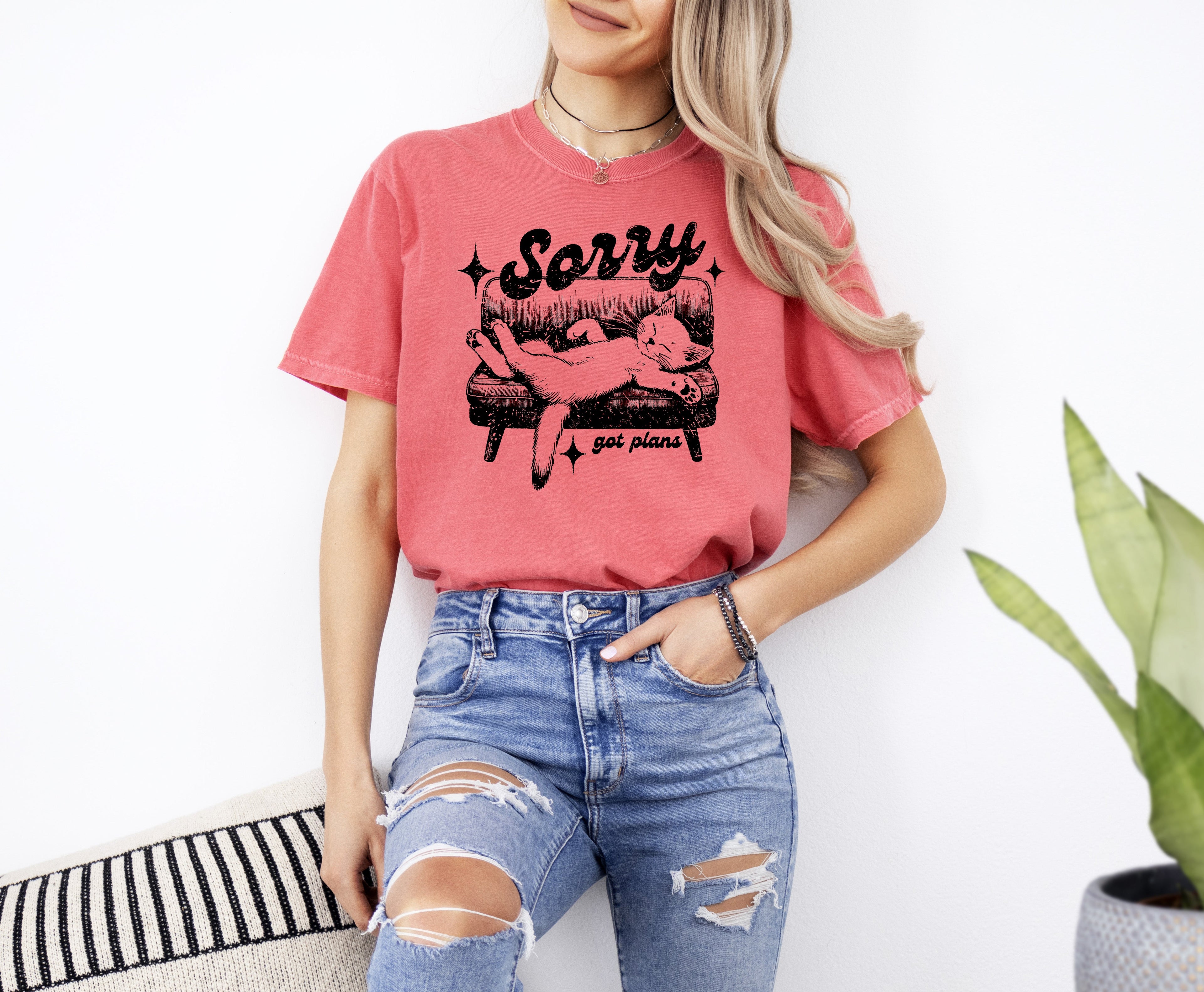 Sorry, Got Plans Lazy Cat Aesthetic Meme For Cat Lovers Who Embrace Cozy Vibes Comfort Colors Tee