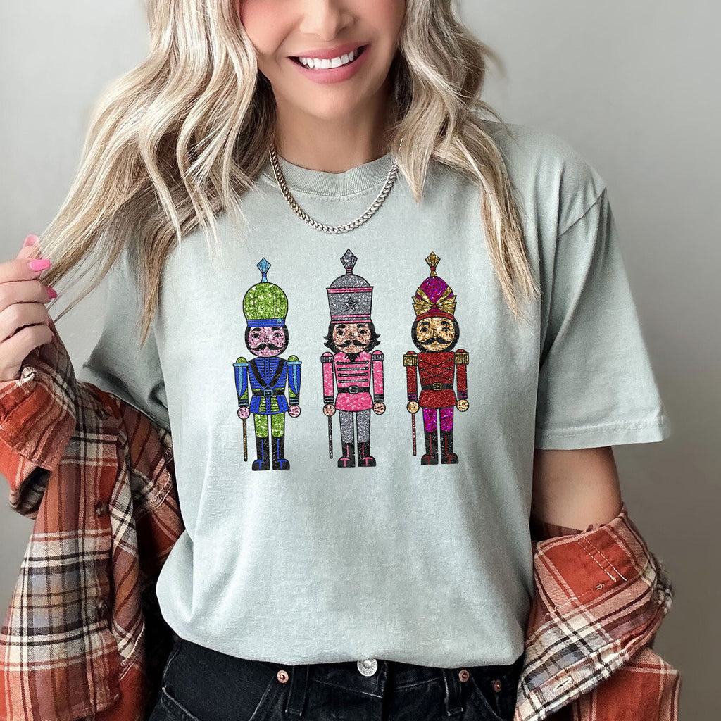Sparkly Nutcrackers Glitter Effect Christmas Holiday Party Edition Comfort Colors Tee