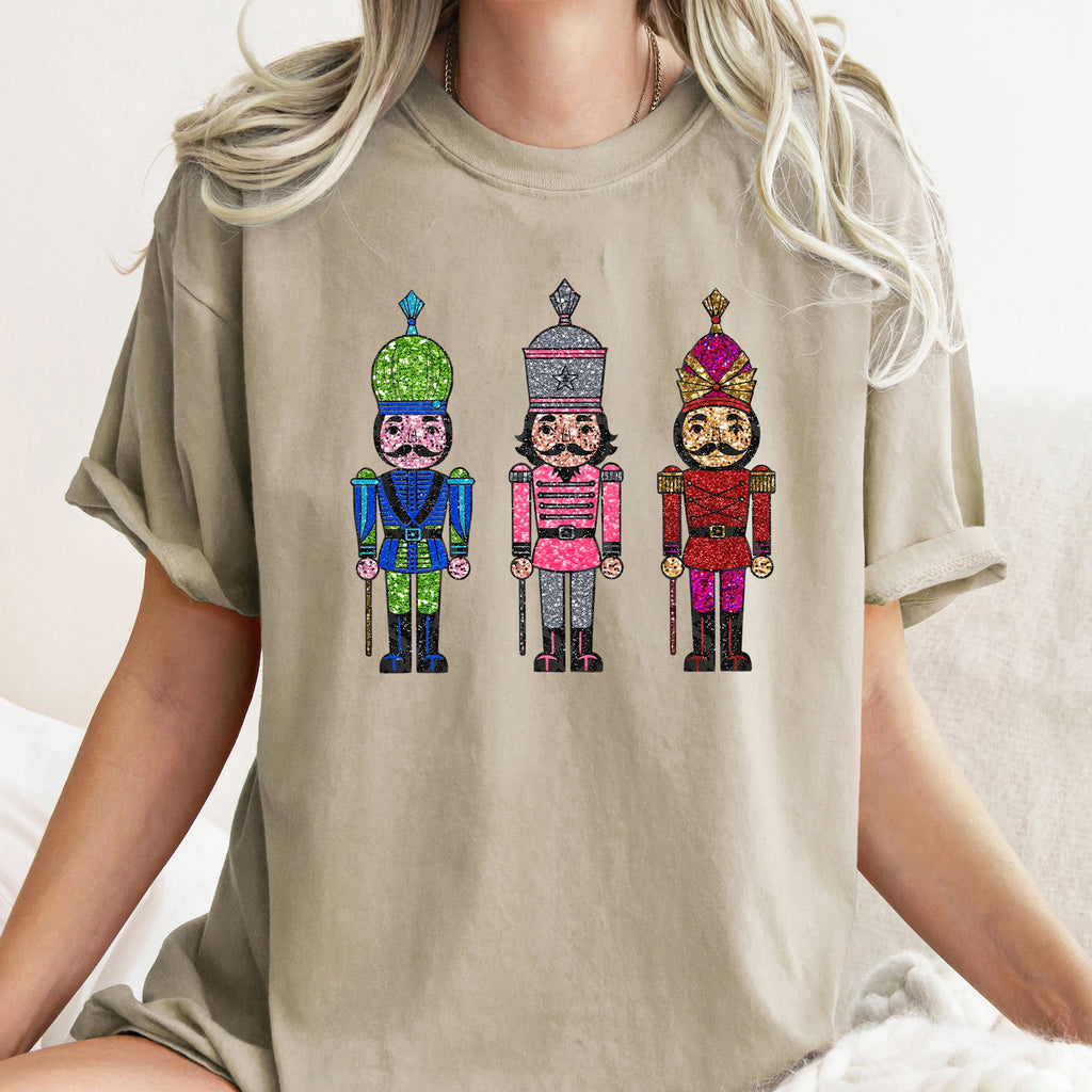 Sparkly Nutcrackers Glitter Effect Christmas Holiday Party Edition Comfort Colors Tee