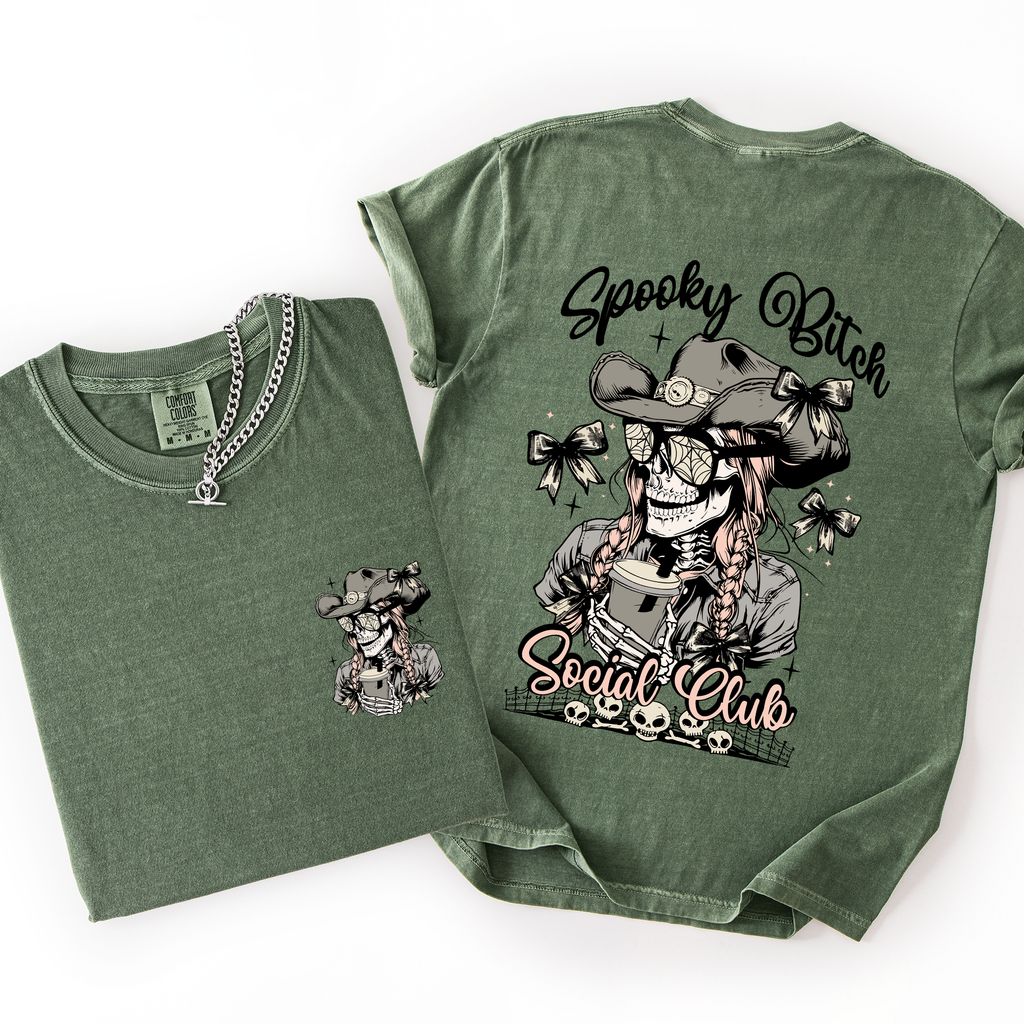 Spooky Bitch Social Club Skeleton Halloween Coquette Limited Edition Graphic Tee
