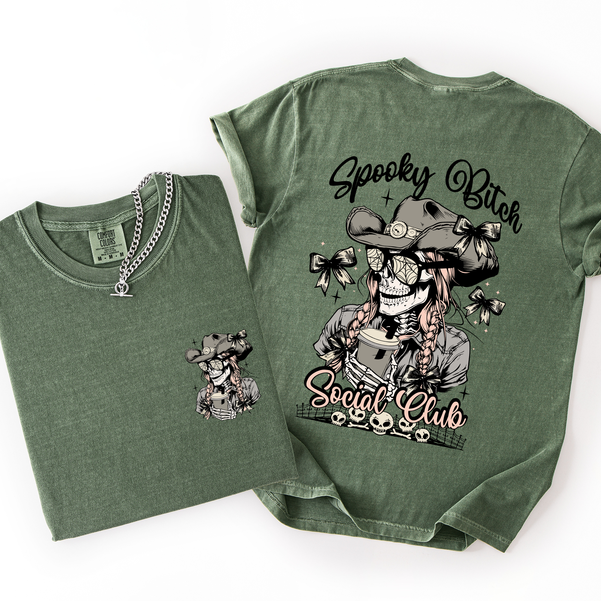 Spooky Bitch Social Club Skeleton Halloween Coquette Limited Edition Graphic Tee