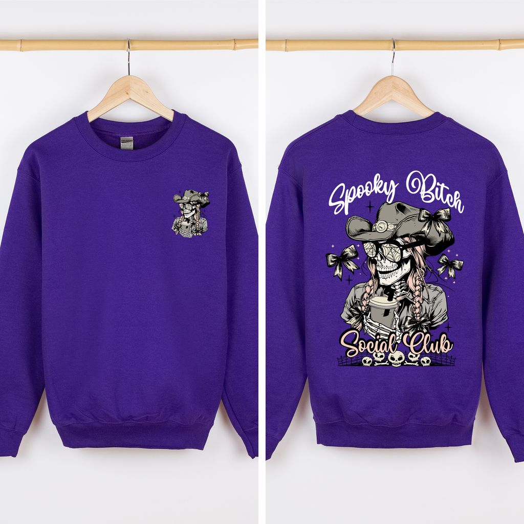 Spooky Bitch Social Club Skeleton Coquette Halloween Nightmare Graphic Sweatshirt