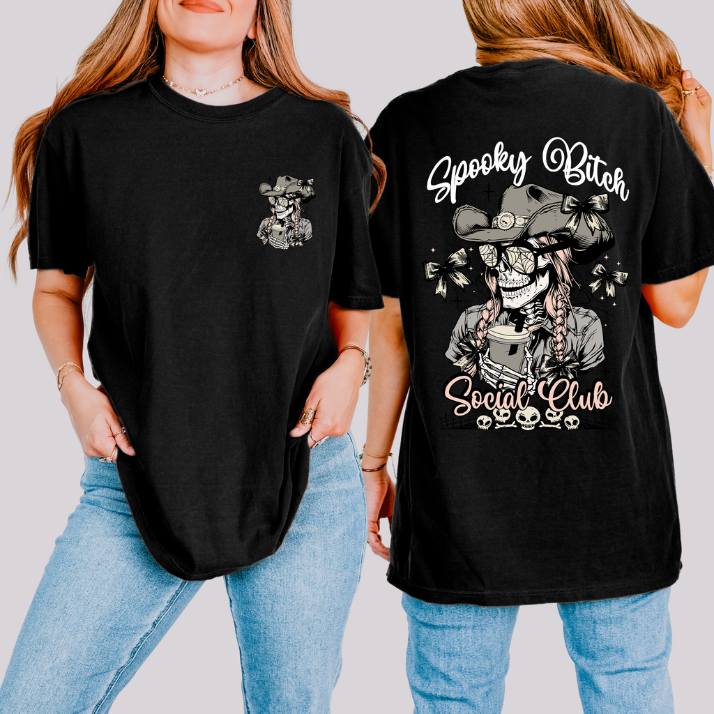 Spooky Bitch Social Club Skeleton Coquette Halloween Nightmare Limited Edition Graphic Tee