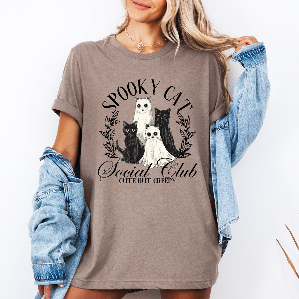 Spooky Cat Social Club Halloween Ghosts Witch Vintage Limited Edition Graphic Tee