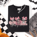 Spooky Season Skeletons Coquette Ribbon Bows Halloween Graphic Comfort Colors Tee