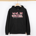 Spooky Season Pink Skeletons Cute Coquette Ribbon Bows Halloween Graphic Hooded Sweatshirt