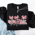 Spooky Season Pink Skeletons Coquette Ribbon Bows Halloween Gothic Whimsy Sweatshirt