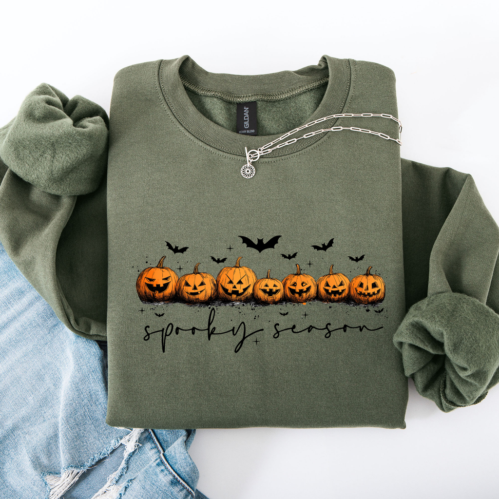 Spooky Season, Pumpkins, Halloween Cozy Autumn Night Sky Scene Art Print Sweatshirt