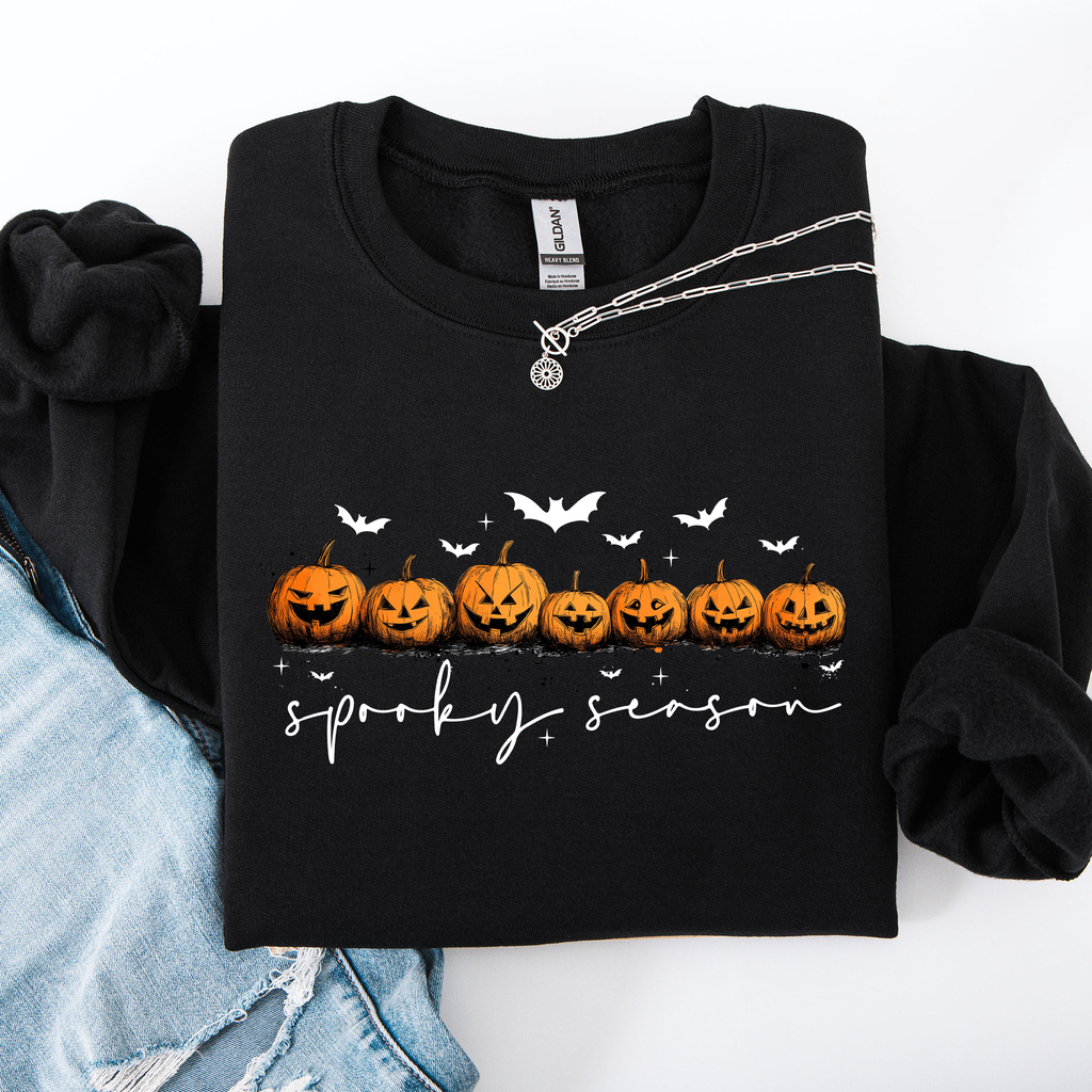 Spooky Season, Pumpkins, Halloween Cozy Autumn Night Sky Scene Art Print Sweatshirt