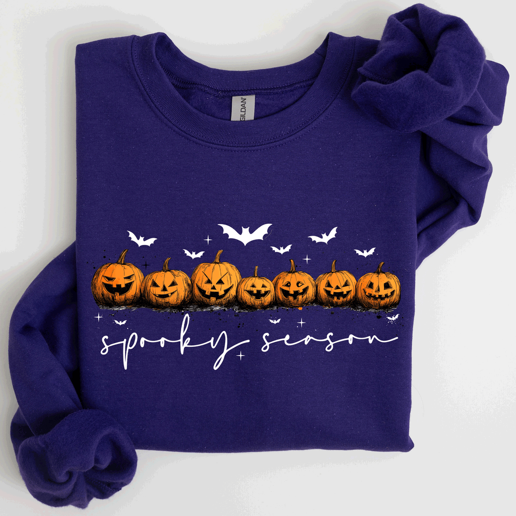Spooky Season, Pumpkins, Halloween Cozy Autumn Night Sky Scene Art Print Sweatshirt