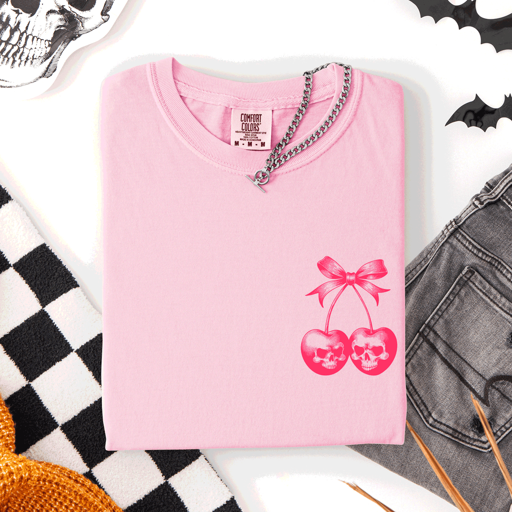Spooky Skull Cherries Coquette Halloween Skeleton Limited Edition Comfort Colors Tee