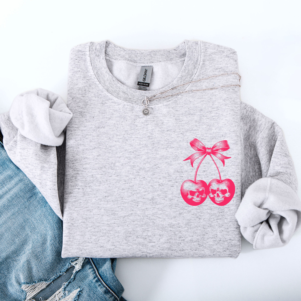Spooky Skull Cherries Coquette Halloween Skeleton Vintage Gothic Graphic Sweatshirt