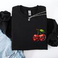 Spooky Skull Cherries Halloween Skeleton Stars Night Sky Ghosts Haunted Festival Scene Sweatshirt