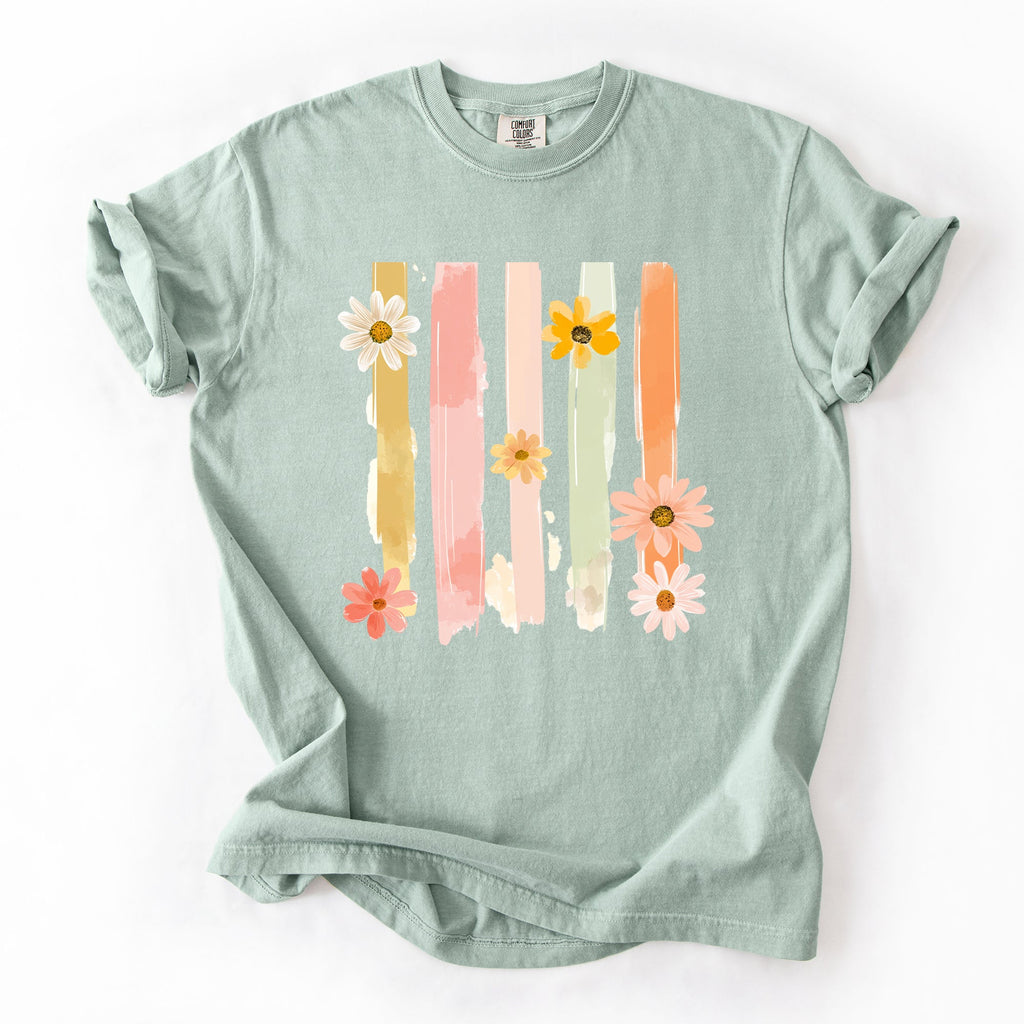 Spring Floral Brush Strokes Comfort Colors Tee