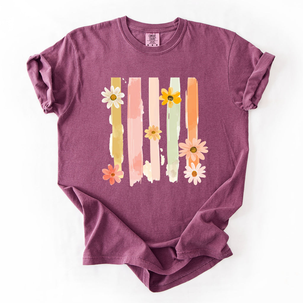 Spring Floral Brush Strokes Comfort Colors Tee