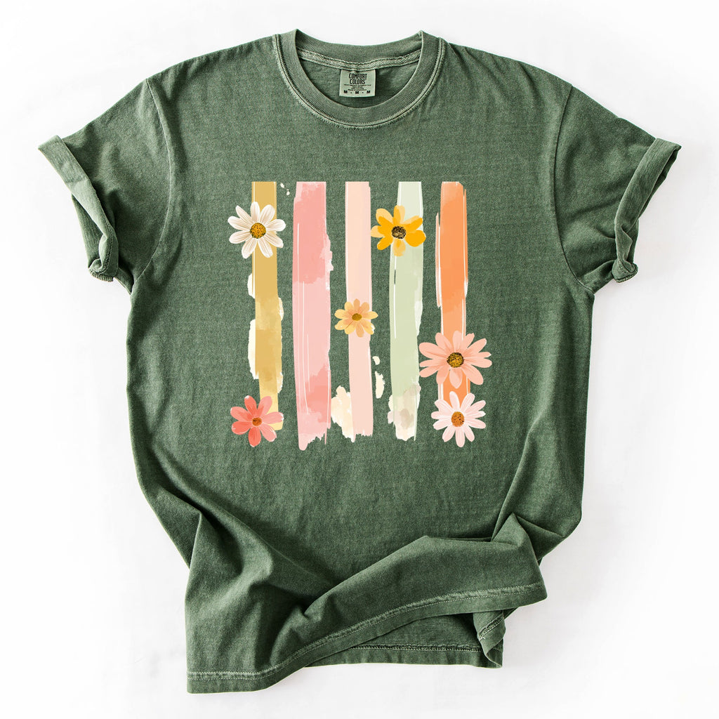 Spring Floral Brush Strokes Comfort Colors Tee