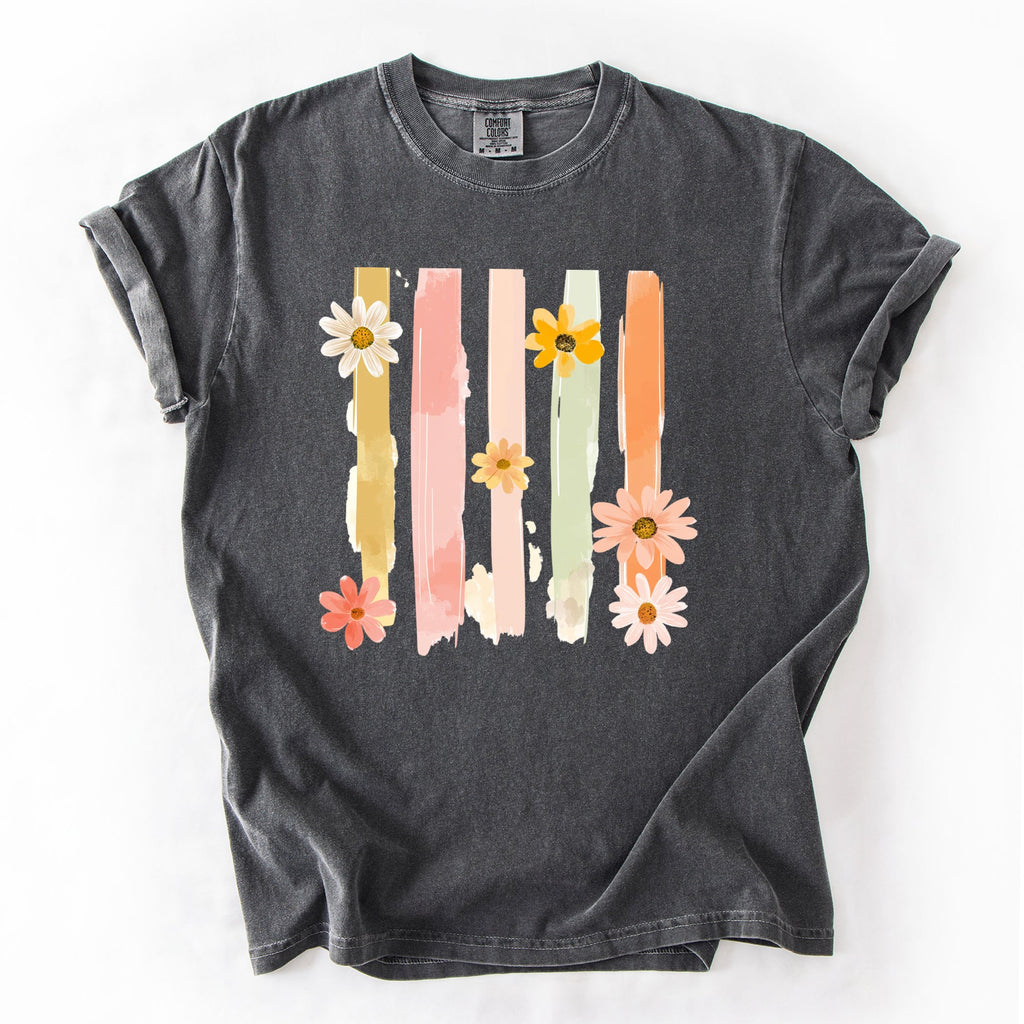 Spring Floral Brush Strokes Comfort Colors Tee