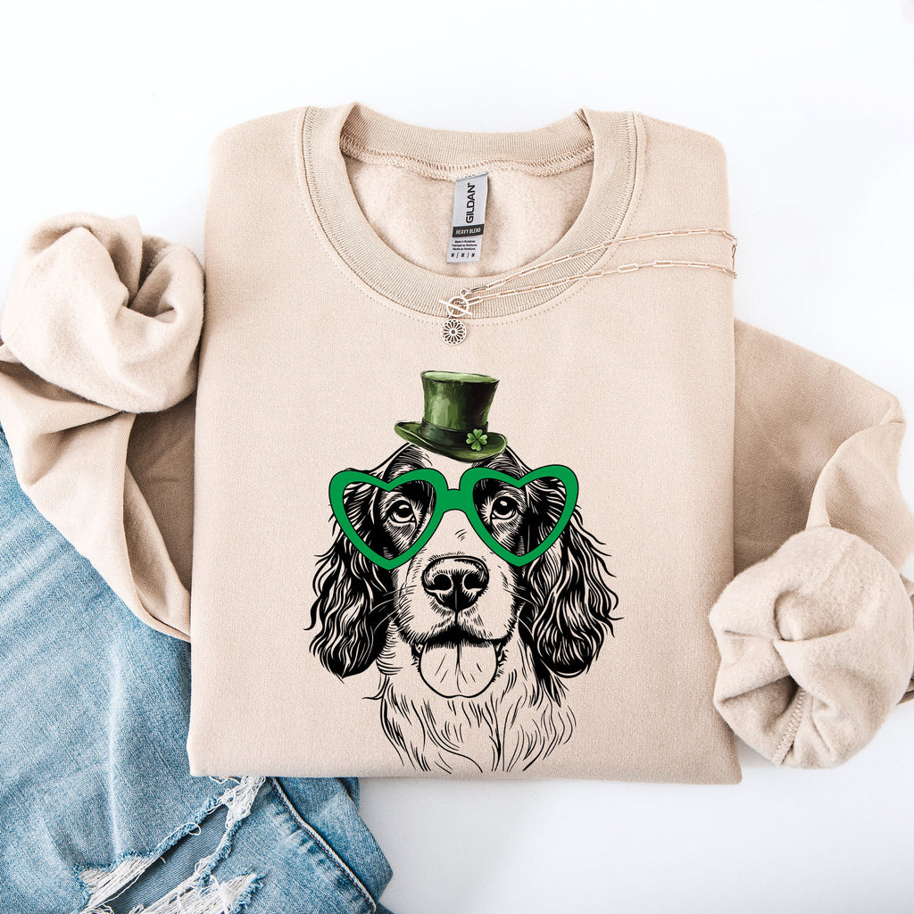 Springer Spaniel Adorable Dog St Patrick's Day Lucky Irish Edition Classic Sweatshirt