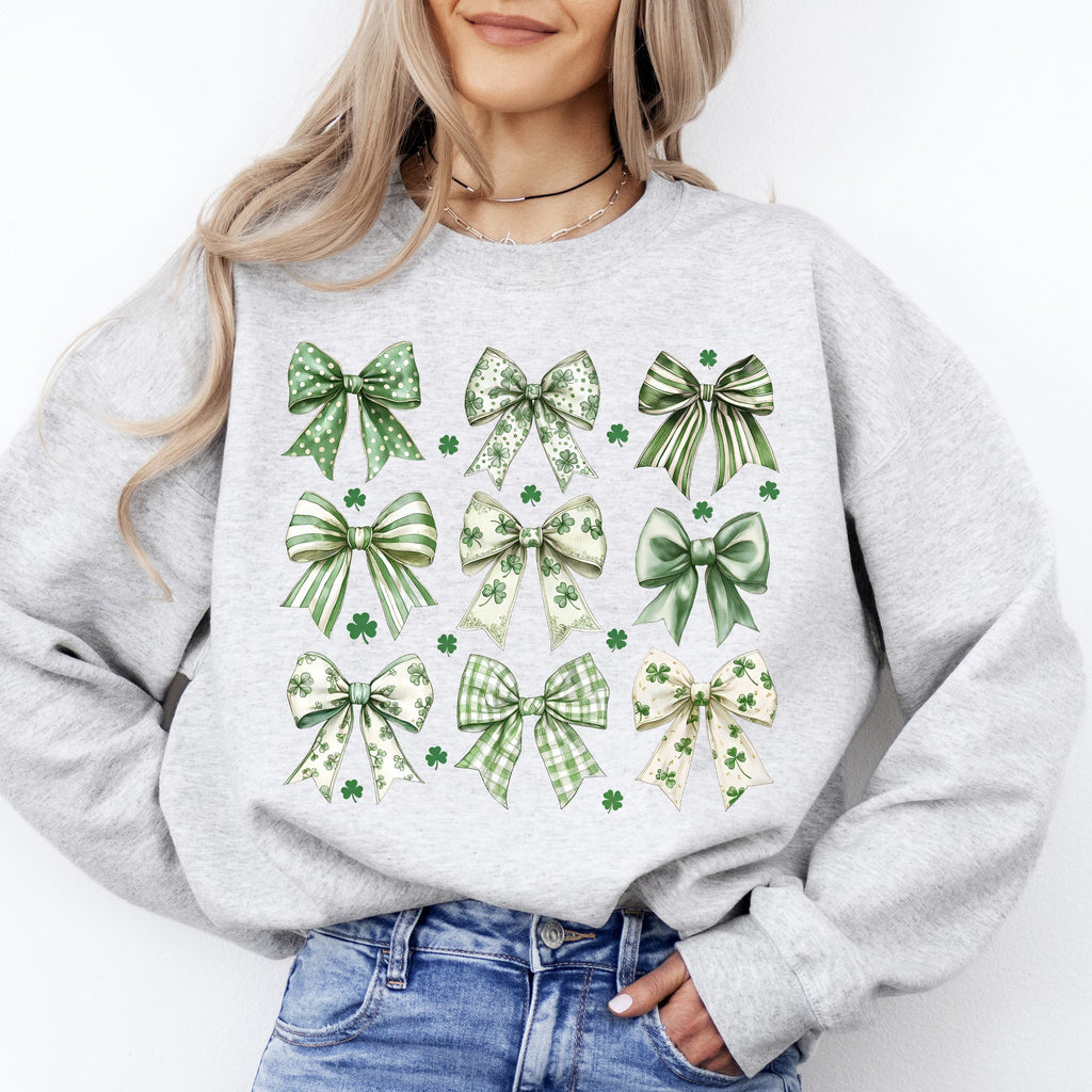 St Patrick's Coquette Bows Ribbons St Patrick's Day Shamrock Clover Leprechaun Sweatshirt
