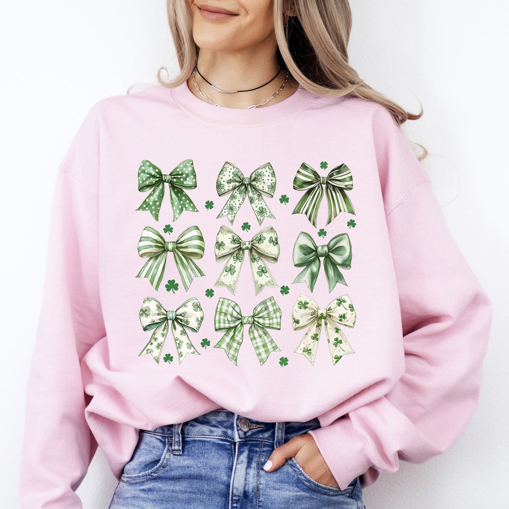 St Patrick's Coquette Bows Ribbons St Patrick's Day Shamrock Clover Leprechaun Sweatshirt