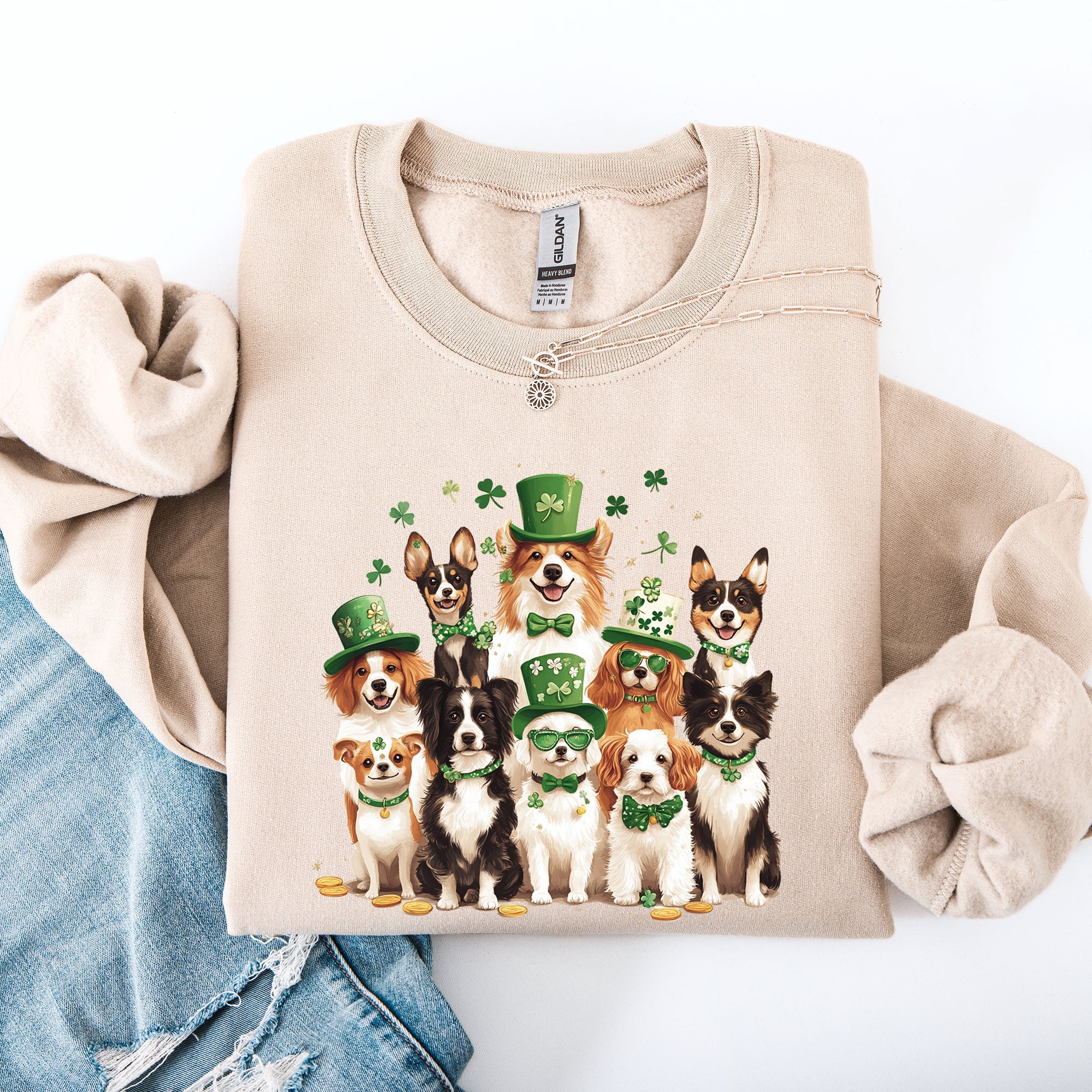 St Patrick's Dogs Adorable St Patrick's Day Shamrock Clover Lucky Leprechaun Sweatshirt