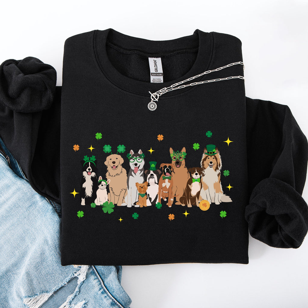 St Patrick's Dogs St Patrick's Day Shamrock Clover Lucky Leprechaun Graphic Sweatshirt