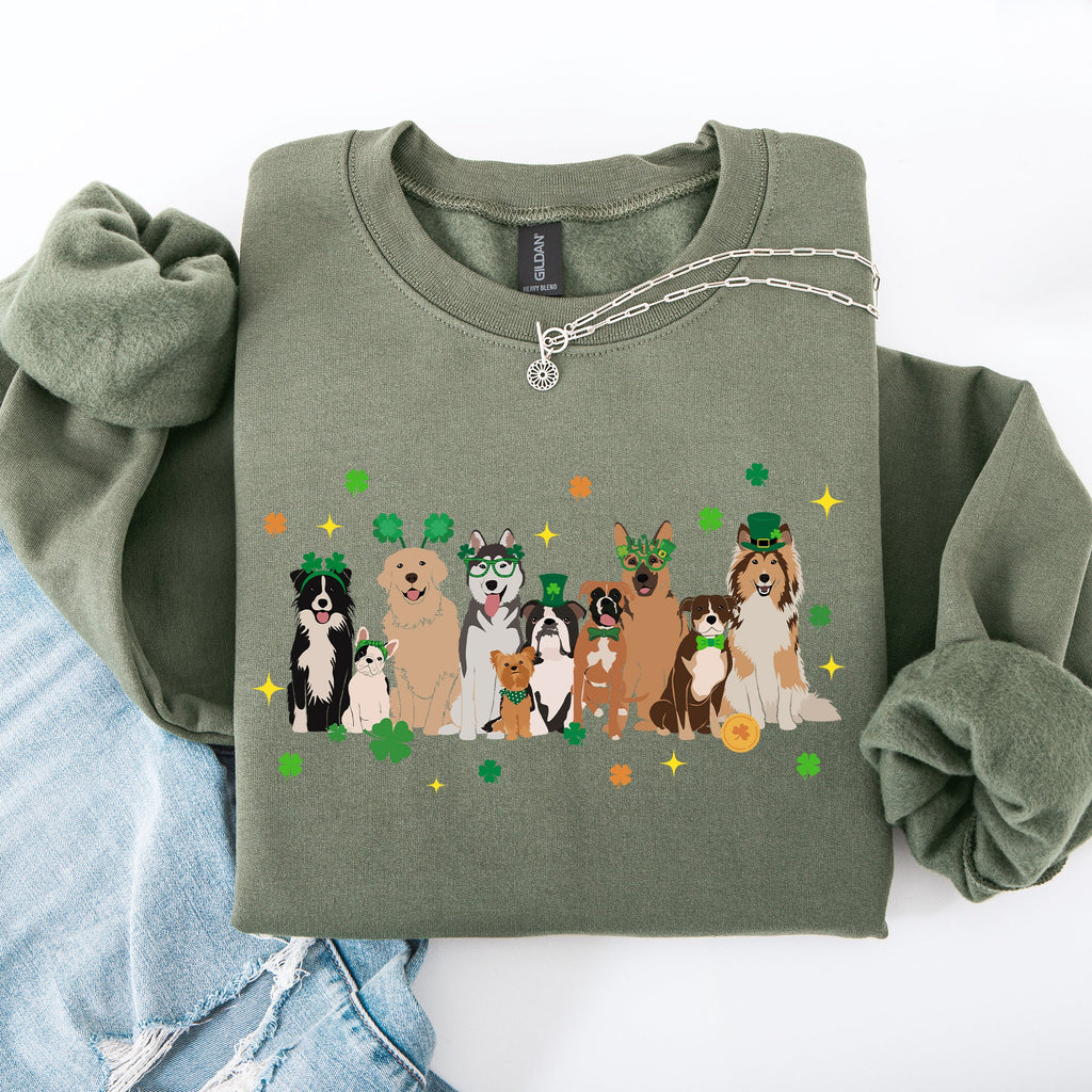 St Patrick's Dogs St Patrick's Day Shamrock Clover Lucky Leprechaun Graphic Sweatshirt
