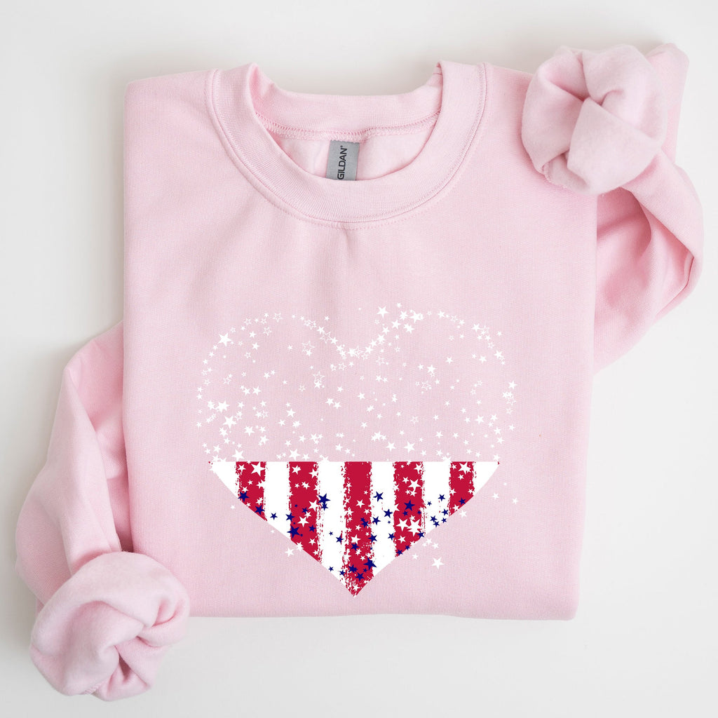 Star Hearts Red White Blue Fourth Of July Patriotic Celebration Edition Sweatshirt