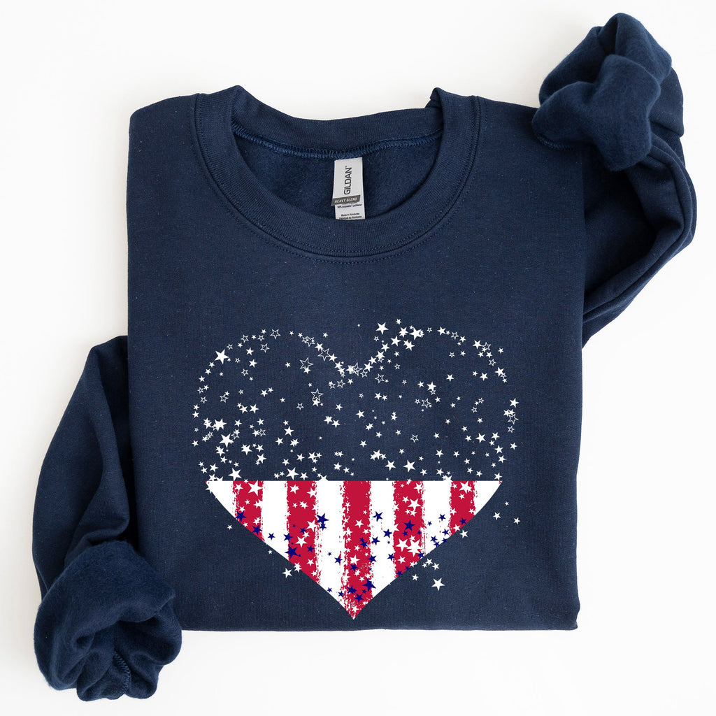 Star Hearts Red White Blue Fourth Of July Patriotic Celebration Edition Sweatshirt