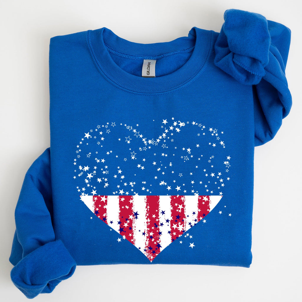 Star Hearts Red White Blue Fourth Of July Patriotic Celebration Edition Sweatshirt