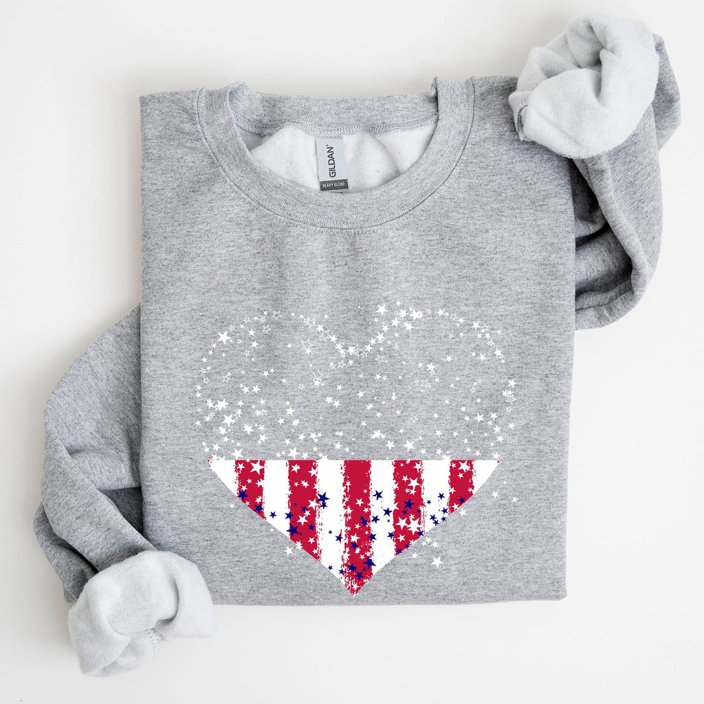 Star Hearts Red White Blue Fourth Of July Patriotic Celebration Edition Sweatshirt