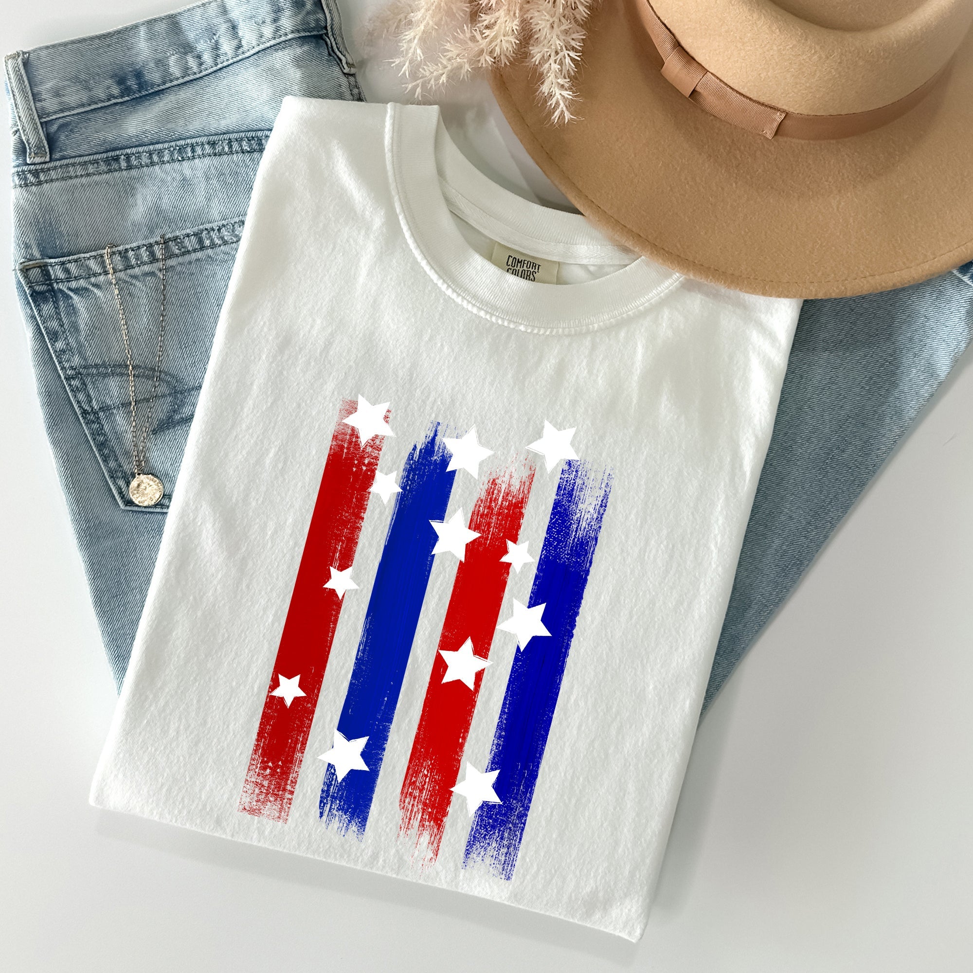 Stars Stripes Red White Blue Patriotic America Flag Design For Freedom Lovers Comfort Colors Tee